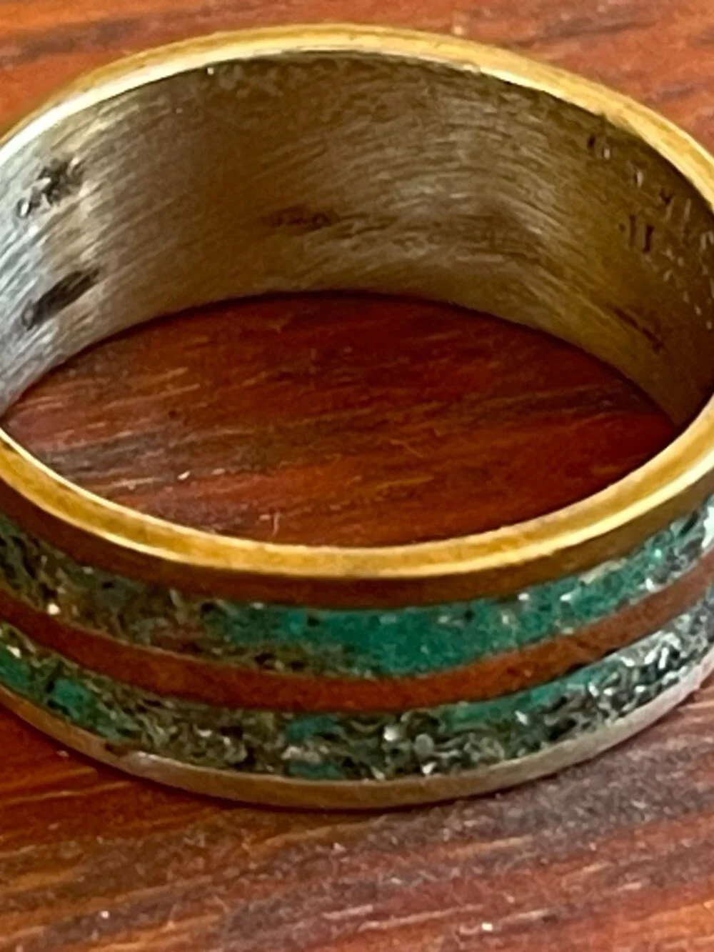 Vintage Sterling Silver Chipped Turquoise Inlay Taxco Mexico Band Ring - 8.5